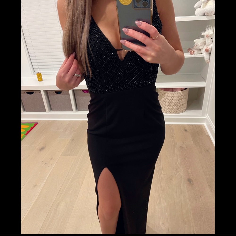 Aqua black gown